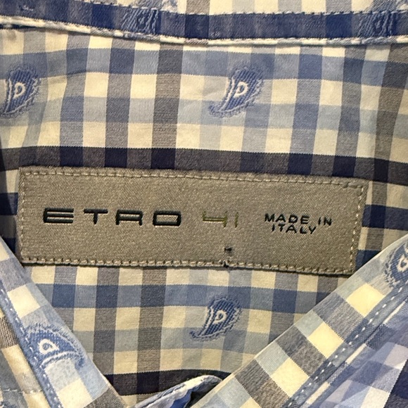 Etro Blue and White Plaid Men's Shirt - Picture 2 of 5